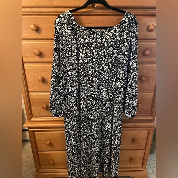 Women’s J. Jill Dress Black and White Floral Button Down Plus Size 4X - Picture 3 of 9